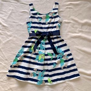 Sleeveless Striped Floral Dress